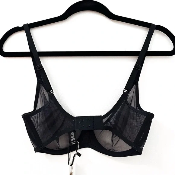 NWT Skims Ultra Fine Mesh Scoop Bra Sheer Underwire Onyx black sz 32DD - Picture 7 of 10